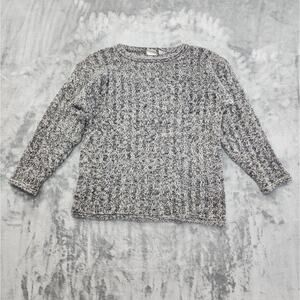 Vintage Katherine Bishop Sweater Women M Gray Silk Mohair Wool Chunky Cable Knit